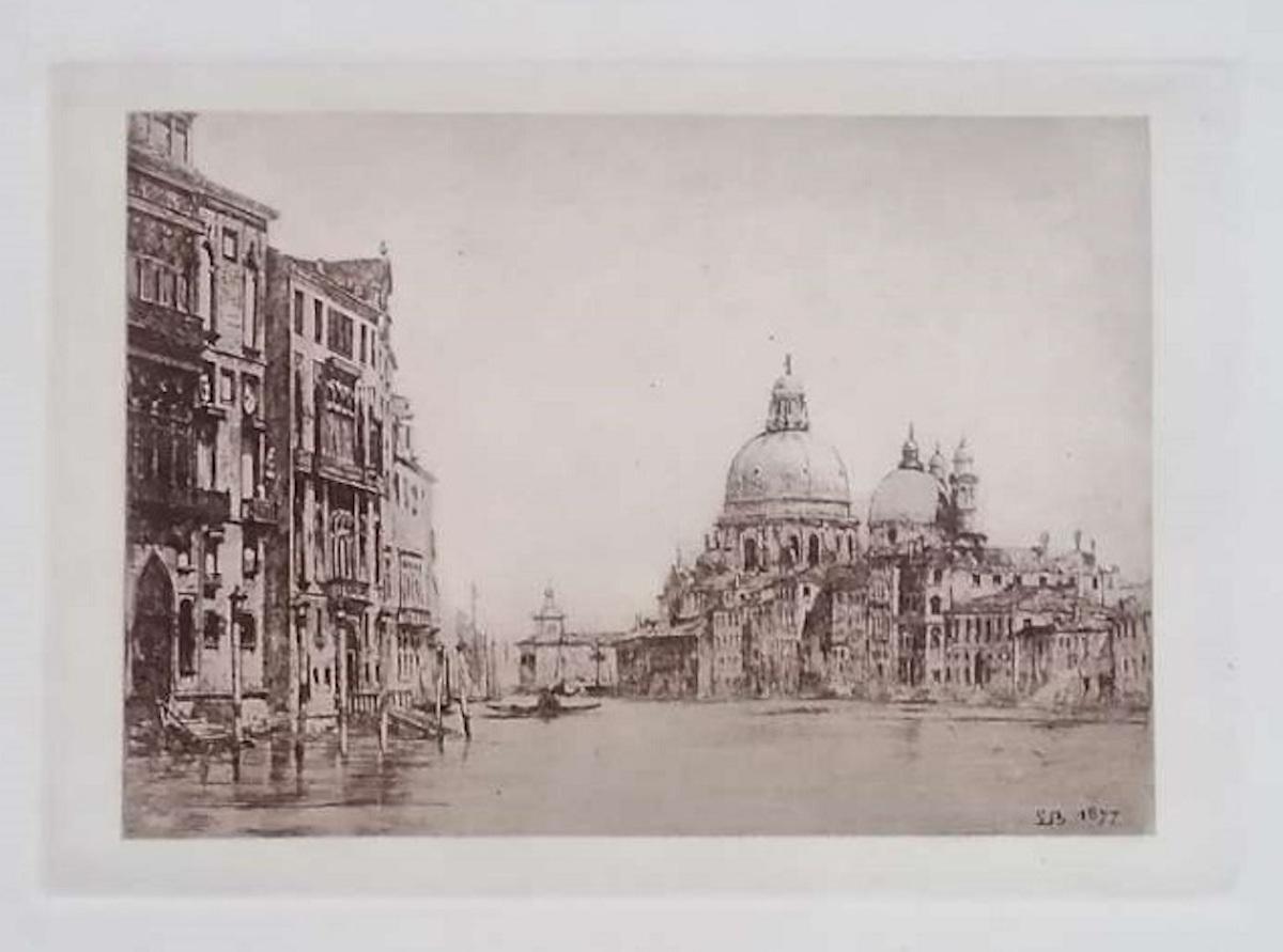 Luca Beltrami Figurative Print - Venice, Canal Grande -  Etching by L. Beltrami - 1877