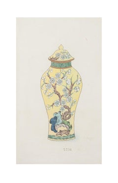 Antique Porcelain Vase -  Watercolor - Early 20th Century