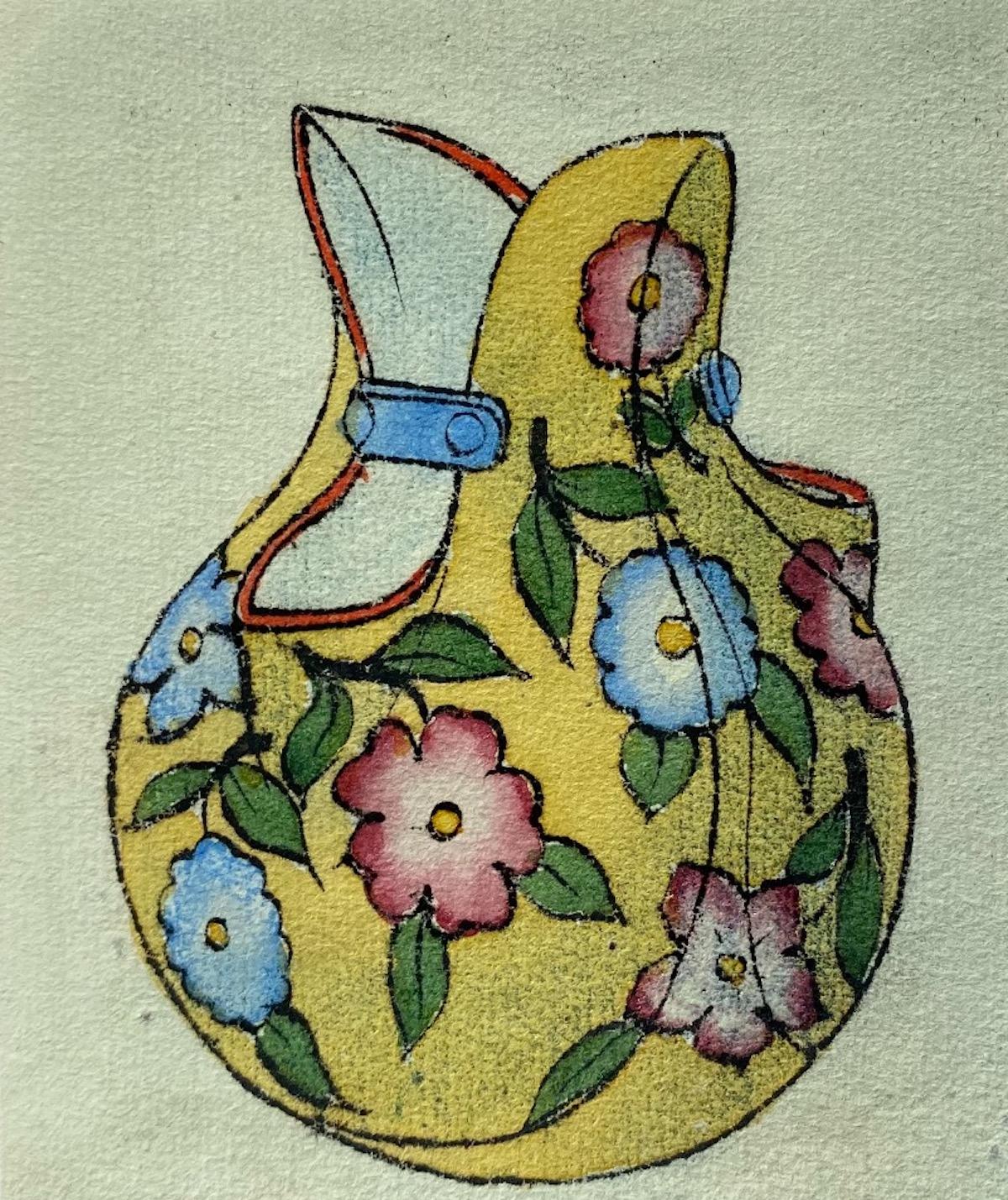 Unknown Figurative Art - Porcelain Vase - China Ink and Watercolor - 1890s