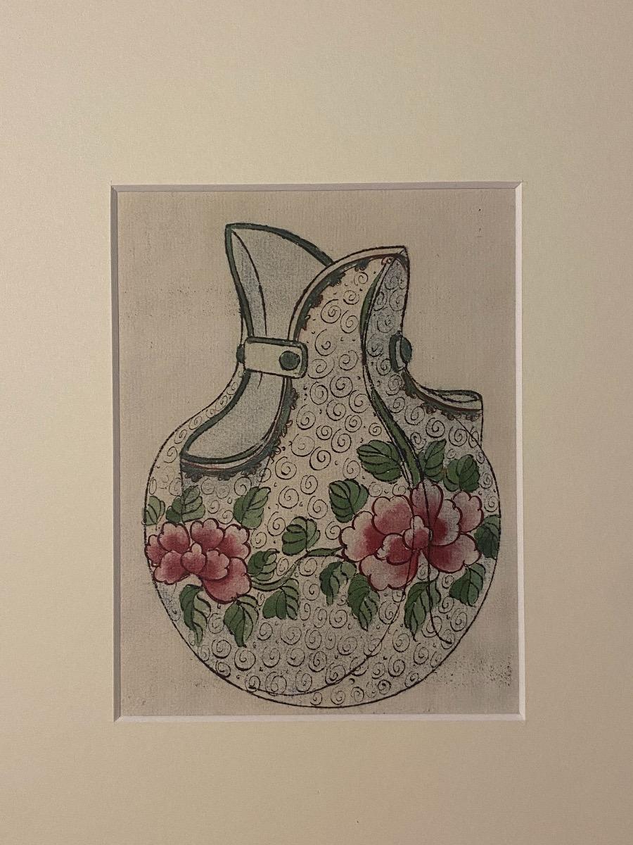 Porcelain Vase -  China Ink and Watercolor - 1890s - Art by Unknown