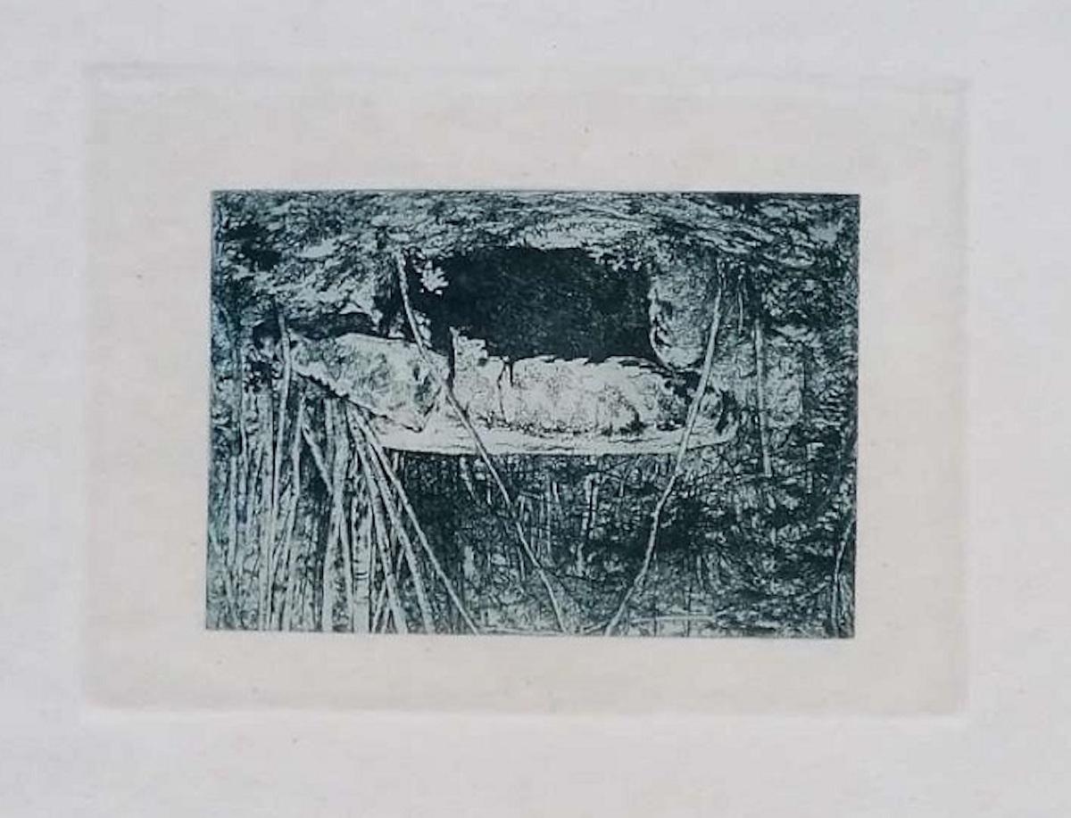Luca Beltrami Figurative Print - Fontainebleau Forest - Original Etching by L. Beltrami - 1877