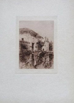 Alhambra - Original Etching on Cardboard by L. Beltrami - 1878