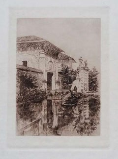 Alhambra - Original Etching on Cardboard by L. Beltrami - 1878