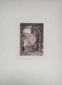 Antique Lombard Farmhouse -  Etching on Cardboard by Luca Beltrami - 1877