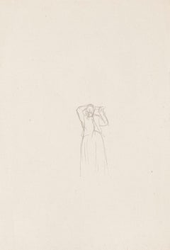 Antique Woman Silhouette - Original Pencil Drawing - 1900s