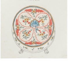 Original China-Tinte und Aquarell von Carillon - 1880er Jahre