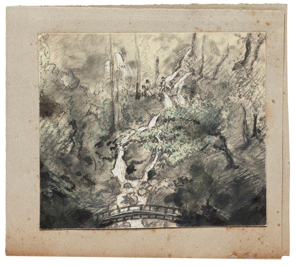 Unknown Landscape Art - The Pond - Original Drawing - 1900s