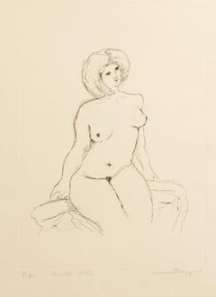 Nude - Original Etching by Andrea Biniglio - 1983