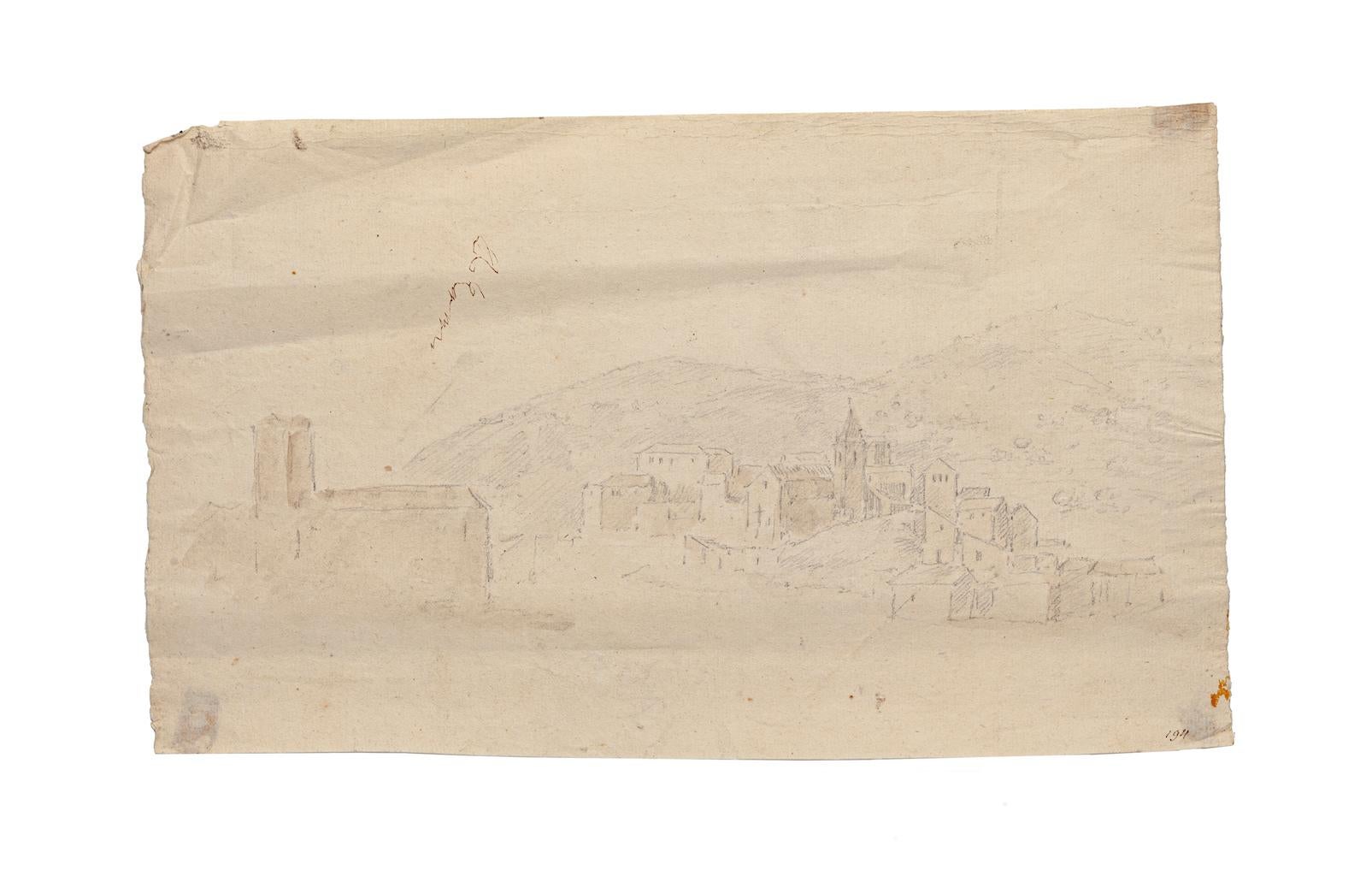 Paysage -  Crayon et aquarelle de Jan Pieter Verdussen - 1750