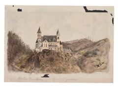 Castel - Ink and Watercolor on Paper by Obernof Alfons Walde -Early 20th Century