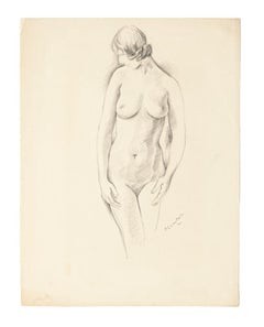 Nude - Original Pencil Drawing by Pierre Guastalla - Mid-20th Century