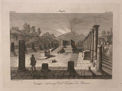 Pompeii, Riuns of the Temple of Venus - Etching by F. Travaglini - 19th Century