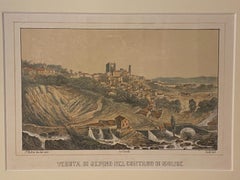 View of Sepino (Molise, Italy) - Lithograph by Girelli and Giuli - 19th Century