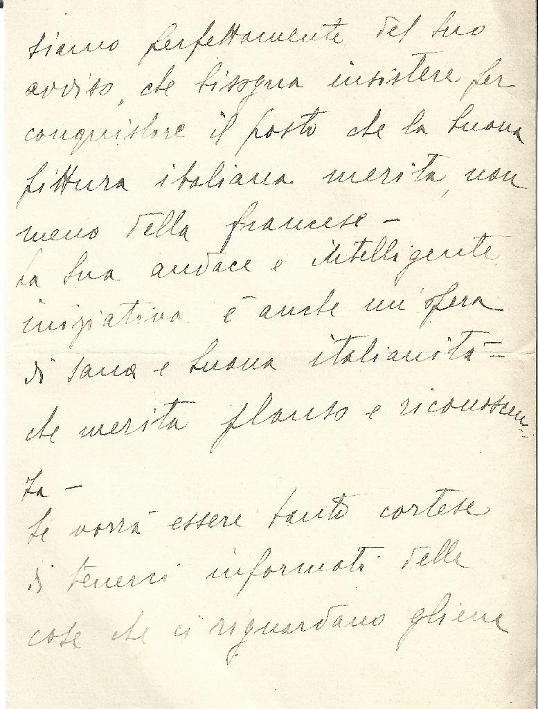 Autograph Letter Signed by Carlo Carrà to the Countess Anna Laetitia Pecci-Blunt. Milan, Avril 4th 1938. In Italian. In 8°. On ivory colored paper. In perfect condition, except a usual yellowing of the paper on the right margin. Original envelpe