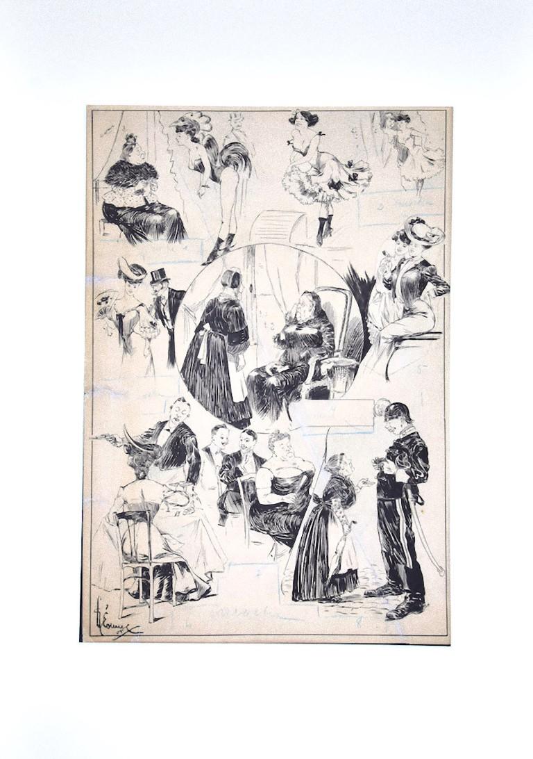 Designs - dessin original à l'encre de Georges Leonnec - 1971 en vente 1