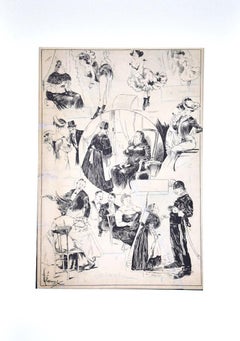 Designs - Original Ink Drawing by Georges Leonnec - 1971