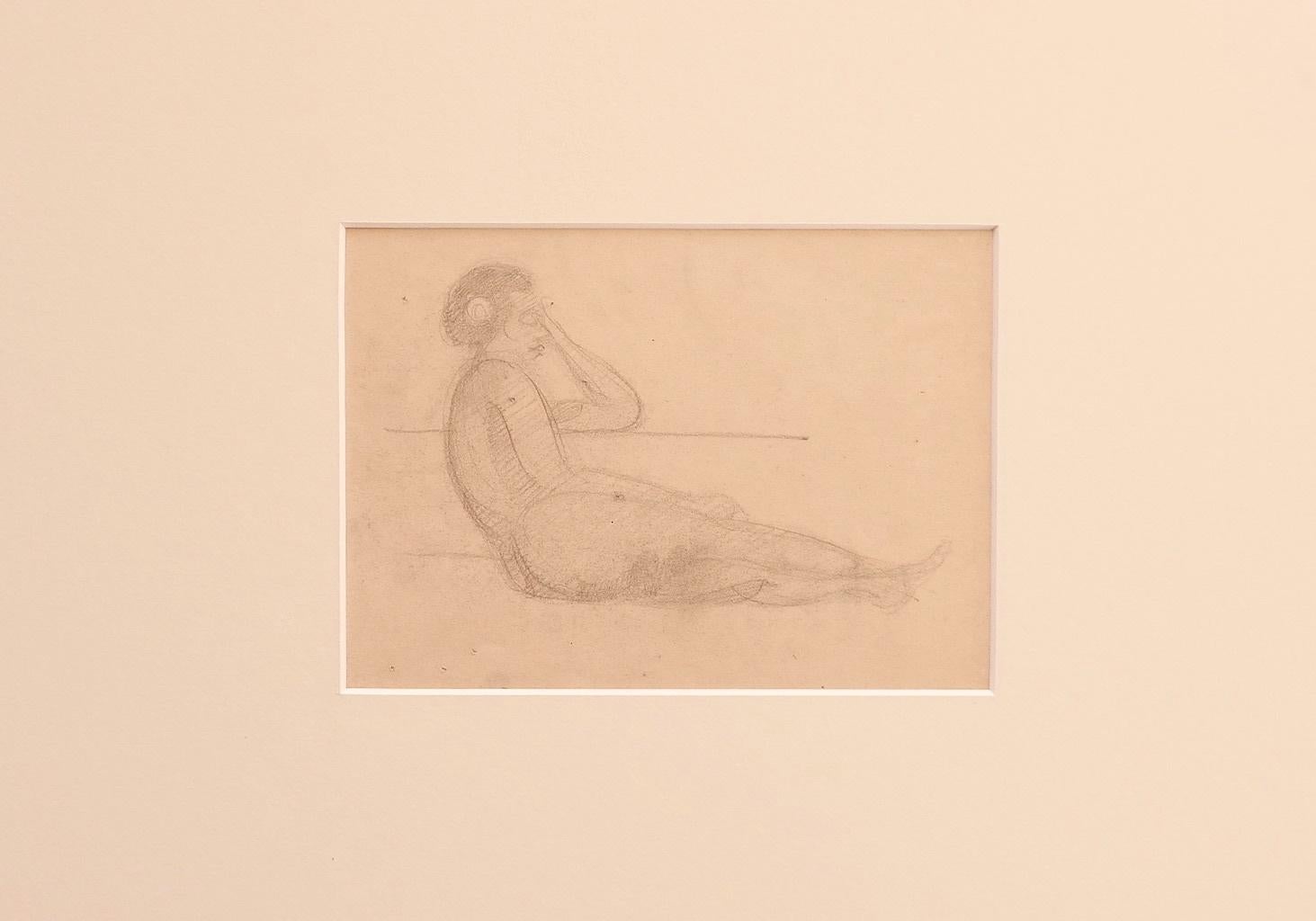 Nude - Original Bleistift auf Papier von Jean Delpech - 1930 ca. im Angebot 1
