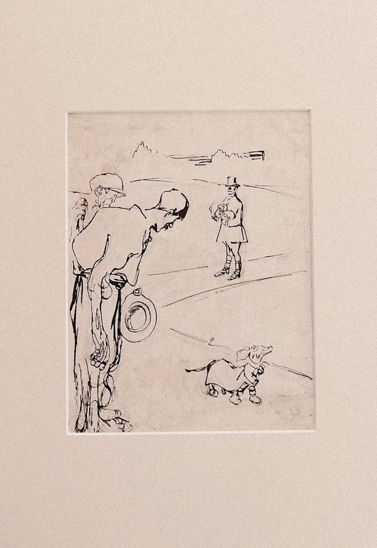 Satirik-Szene für lAsino – Bleistift- und Bleistiftzeichnung von G. Galantara – 1910er Jahre – Art von Gabriele Galantara