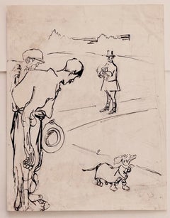 Satiric Scene For l’Asino - Pen and Pencil Drawing by G. Galantara - 1910s