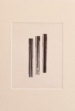 Composition - Original Lithograph on Cardboard by Luigi Petrone - 1989