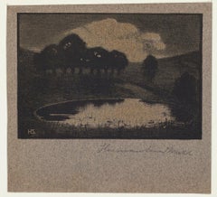Landscape - Original Woodcut by Hermann Sandkuhl - Early 20th Century