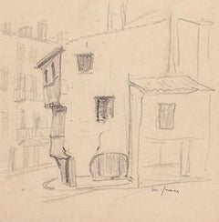 Casas - Lápiz original de Maxime Juan - Mediados del siglo XX