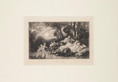 Ninfe Resting - Original Etching by D’apre Diaz de la Pena - 1880 ca