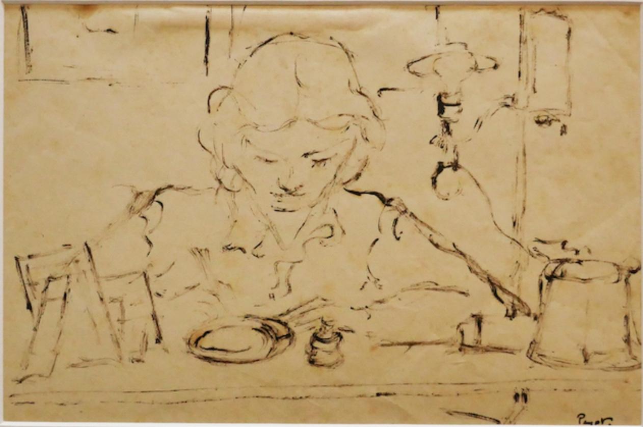 Woman - Original Drawing by Arturo Peyrot - 1960 ca