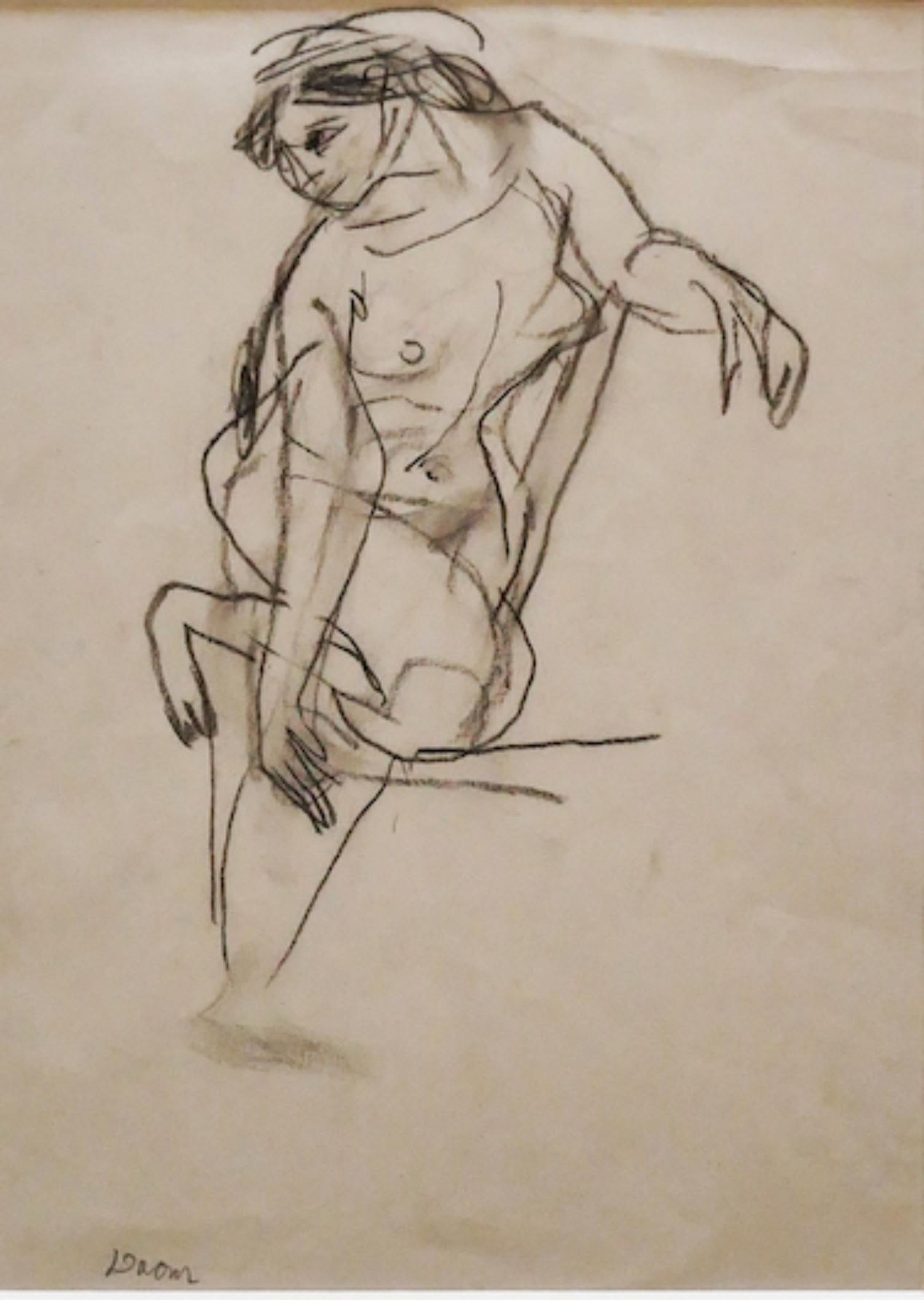 Nude Women - Original Drawing in Pencil by Jeanne Daour - Mid-20th Century