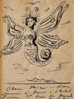 Mermaid - Original China Ink by Eugène Berman - 1950s