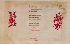 Compositions poétiques originales - gravure sur bois originale de Michel Tapi - 1953