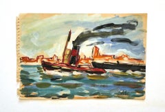 Schiffe – Original-Aquarell von Piero Gauli – Ende des 20. Jahrhunderts