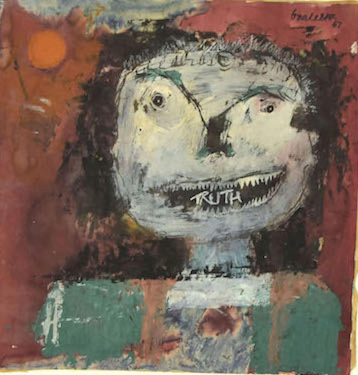 Truth is an original painting in mixed media, ink tempera and watercolor, realized by Sergio Barletta in 1962.

Applied on passepartout: 65 x 50 cm.

Hand-signed and dated at the top left.

Titled in the center.

In very good conditions, except for
