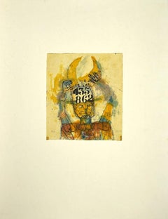 Man and Moon - Original Mixed Media by Sergio Barletta - 1961