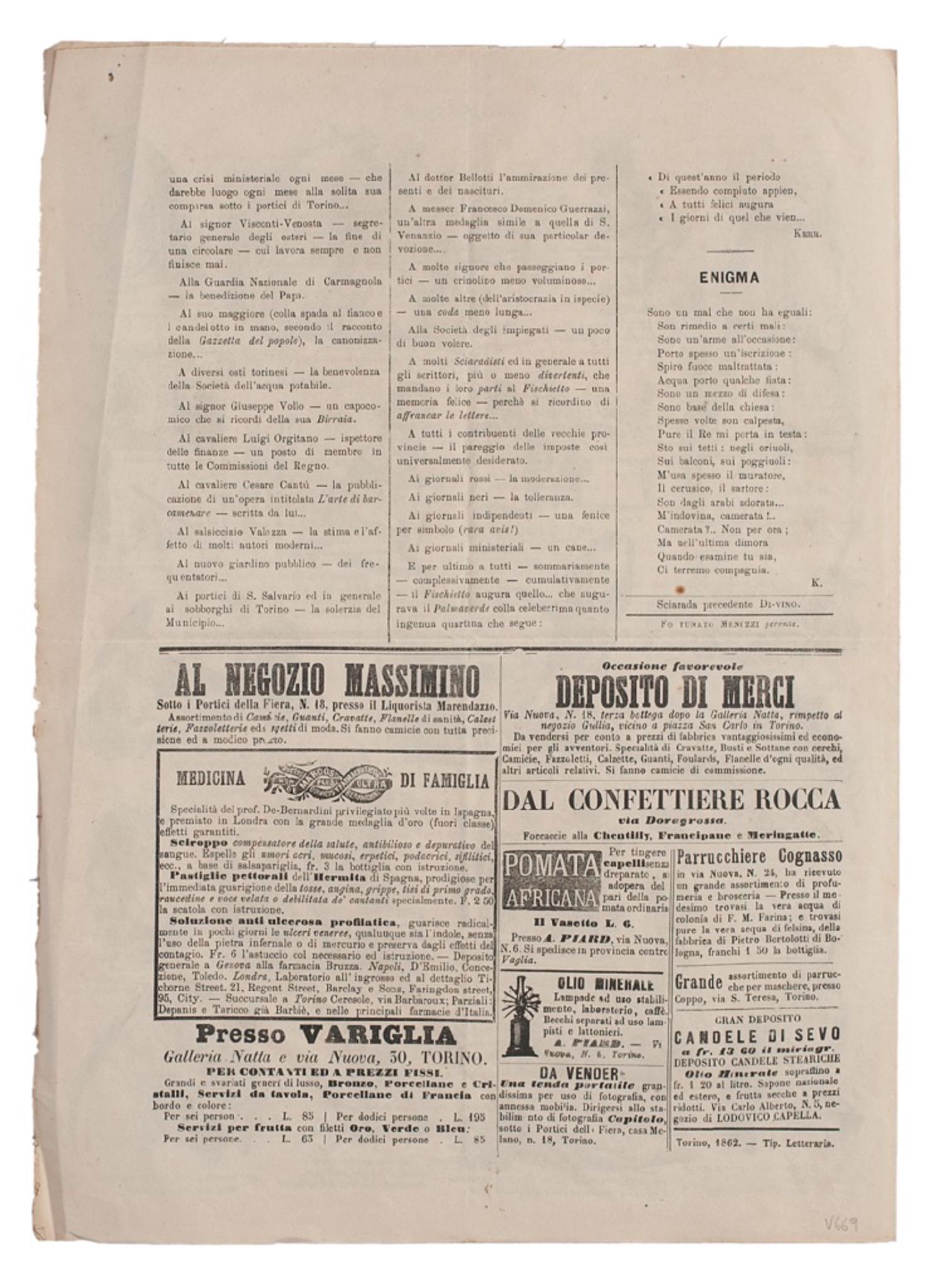Il Fischietto N°1 - Litografie originali - 1863 - Art Moderno di Unknown