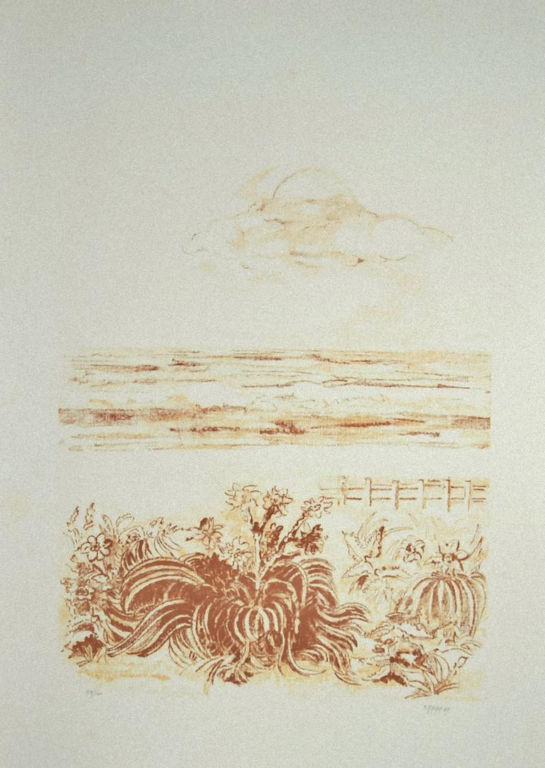 The Sea - Original Lithograph by Sandro Sanna - 1969