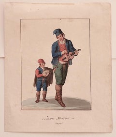 Musicians from Abruzzo - Watercolor by Michela De Vito - 19th Century