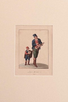 Aquarelle - « Musicians from Abruzzo » de Michela De Vito - 19ème siècle