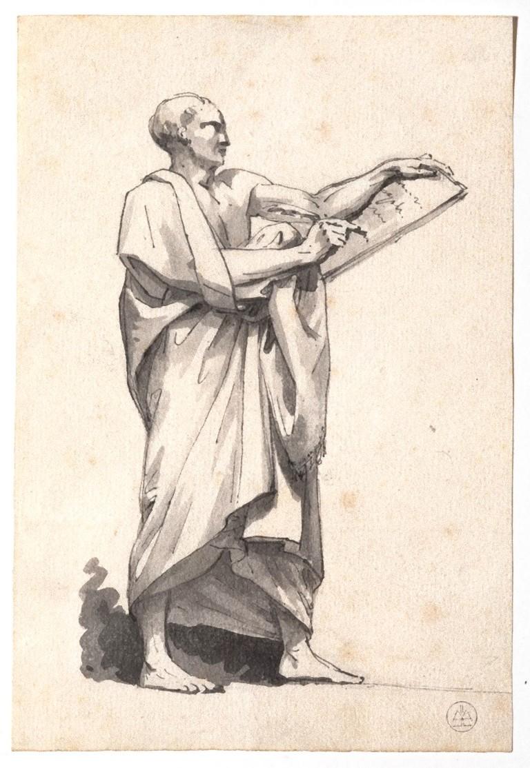 Unknown Figurative Art – Original Tinte und Aquarell auf Papier - 19. Jahrhundert