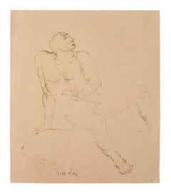Head of Man - Pen and Pencil on Paper by Marcello Ciampolini - 1946