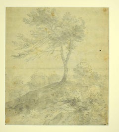 Landschaft – Bleistift auf Papier von Jan Peter Verdussen – Mitte des 18. Jahrhunderts