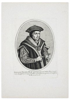 Portrait of Thomas Moore - Original Etching by B. Moncernet - 17th Century