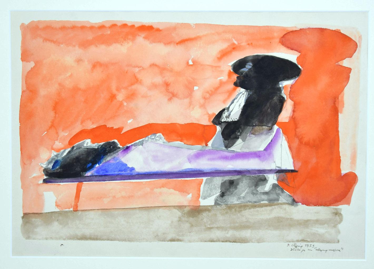 Characters is an original contemporary artwork realized by the Italian artist Ennio Calabria in 1959.

Original watercolor.

Hand-signed on the lower right.

Good conditions.

Passpartout: 49 x 69

Beautiful and interesting work on paper depicting