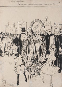 Les gloires catholiques - Encre de Chine par Bruno Angoletta - 1907