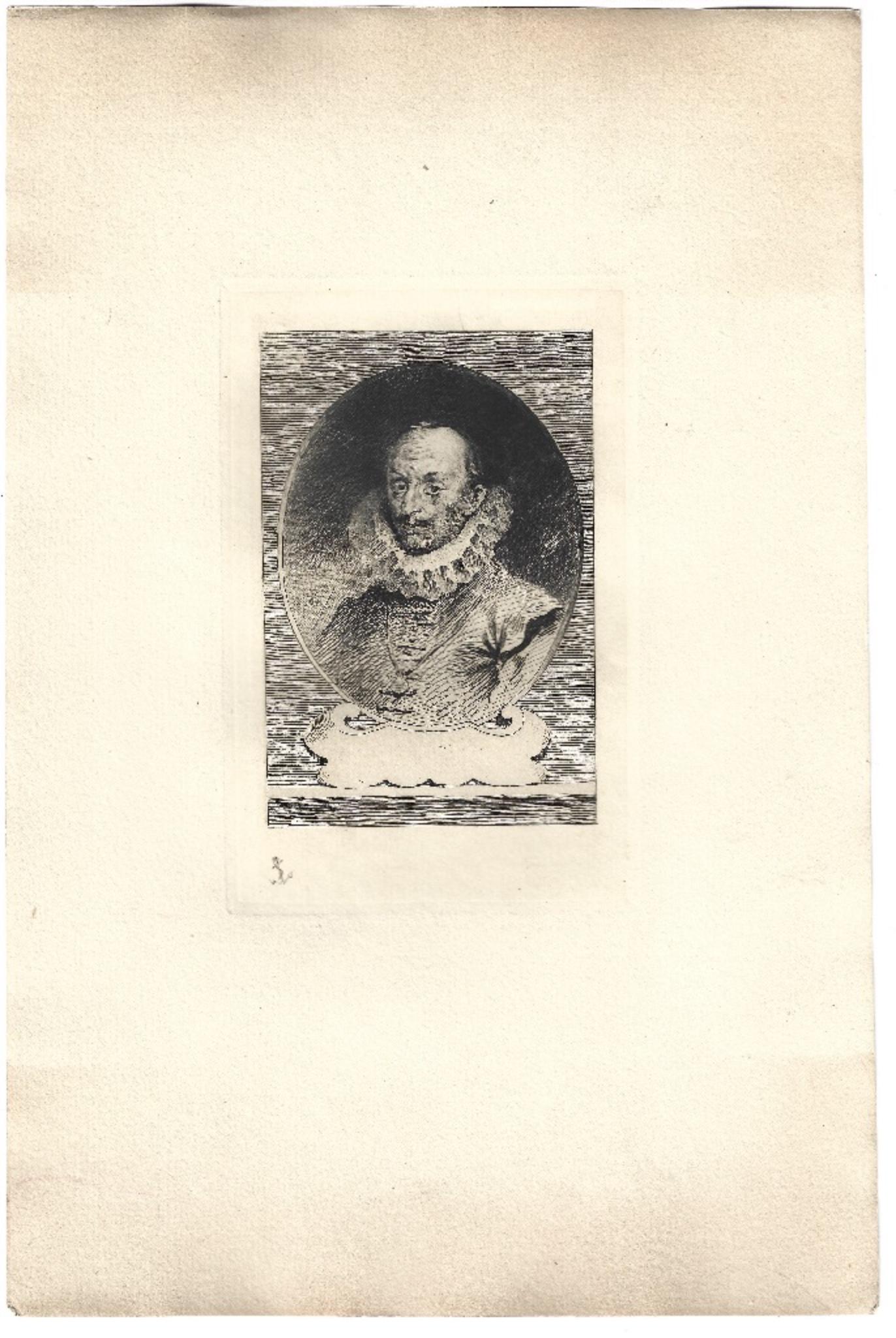 Portrait de Brantôme - Original Etching by Émile Boilvin - 1882 - Print by Emile Boilvin