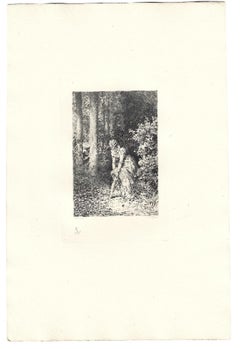 La Jarretière - Gravure originale d'Émile Boilvin - 1882