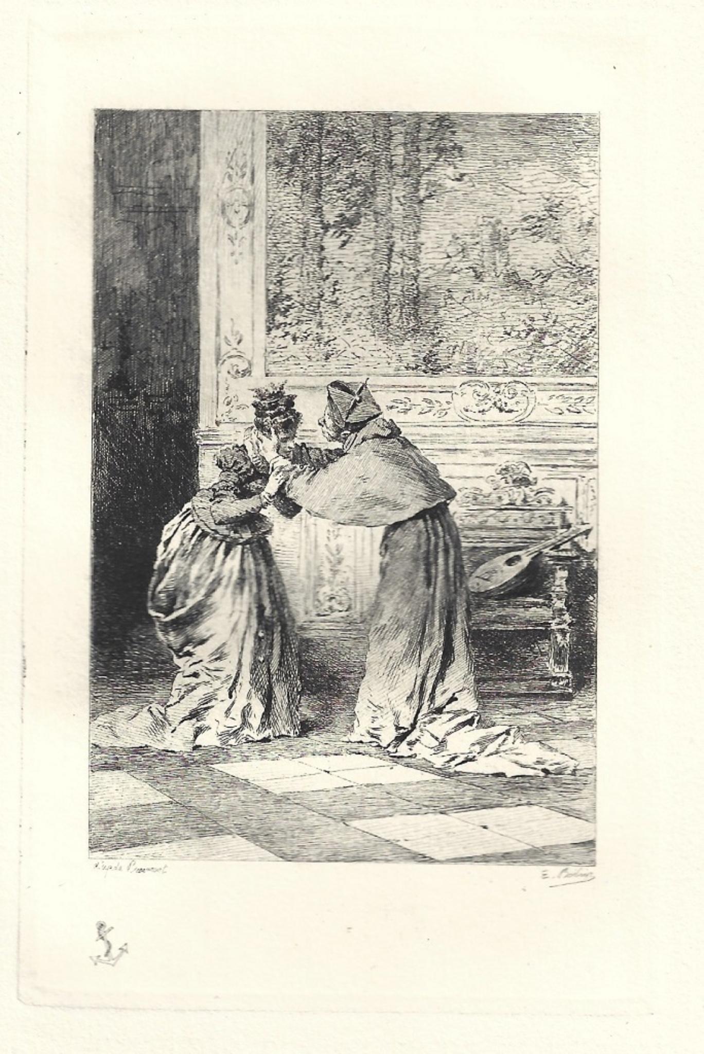 Emile Boilvin Figurative Print - Le Cardinal de Lorraine - Original Etching by Émile Boilvin - 1882