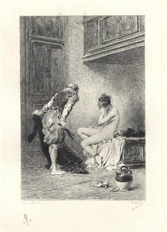 La Dame Fouettée - Original Etching by Émile Boilvin - 1882