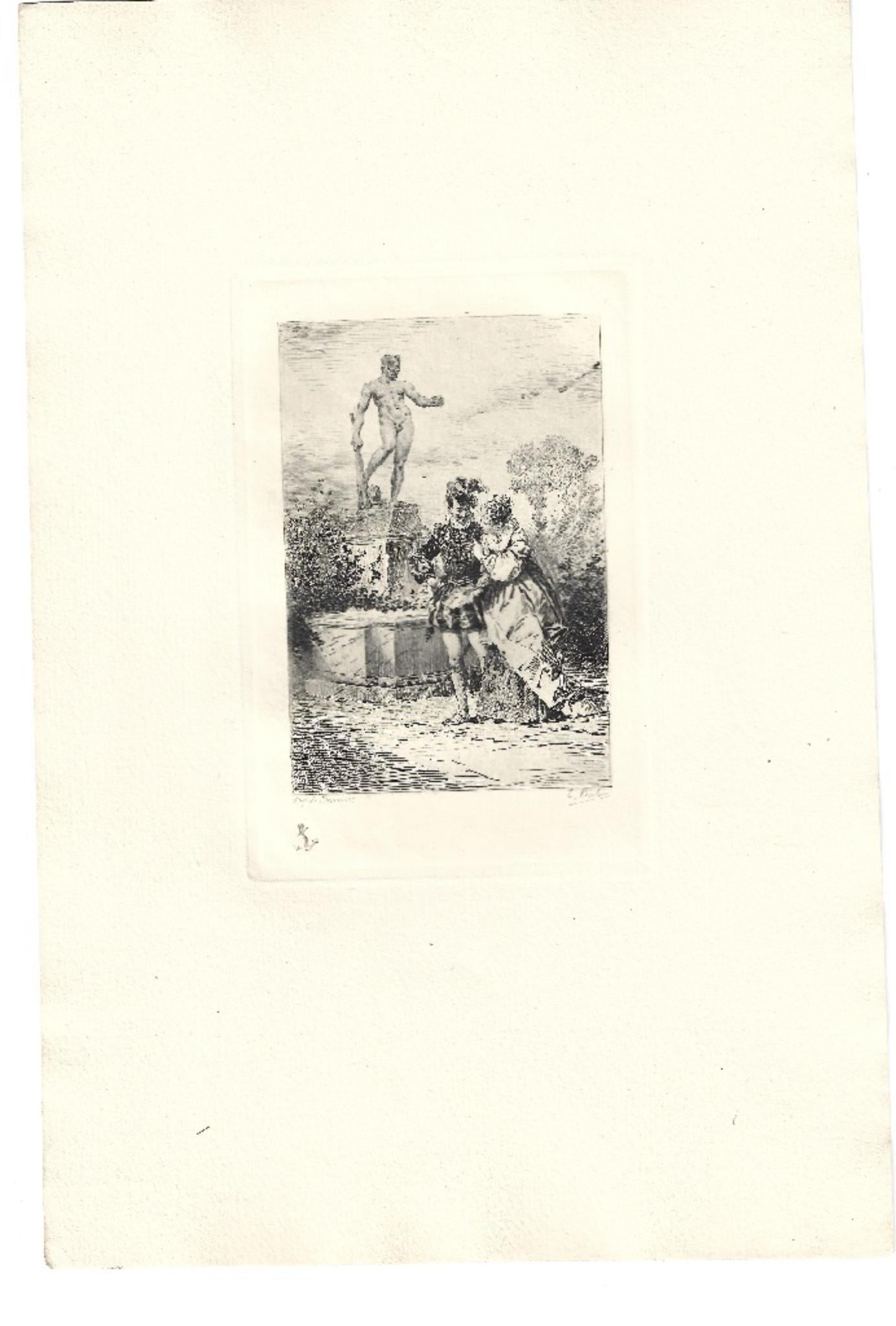 L'Hercule Mesquin - Original Etching by Émile Boilvin - 1882 - Print by Emile Boilvin