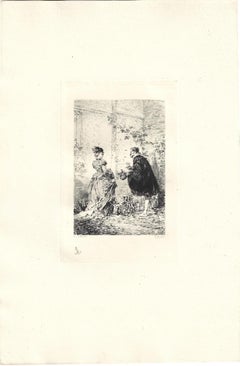 Le Devant de la Dame - Grabado original de Émile Boilvin - 1882